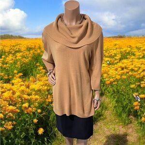 Chic Tan Cowl Neck Sweater